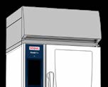 3D-изображение пароконвектомата с вытяжным зонтом сверху и панелью управления, часть корпуса аппарата показана контуром/каркасом.